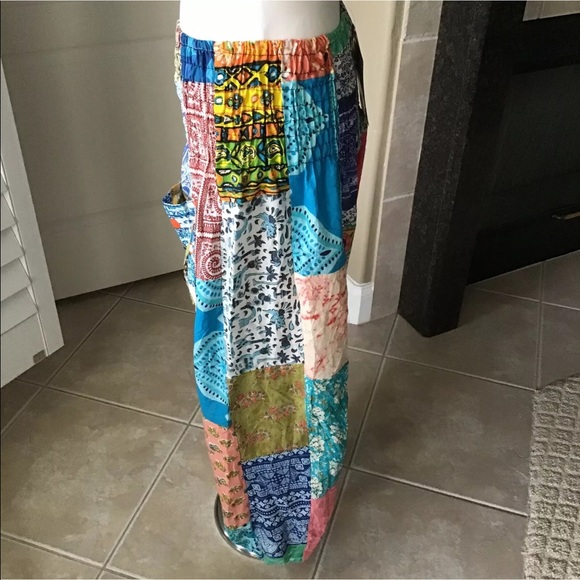 LAST PAIR! Yoga Pants Beach Patchwork 100% Cotton - Picture 3 of 8